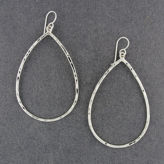 Sterling Silver Large Hammered Teardrop Earrings