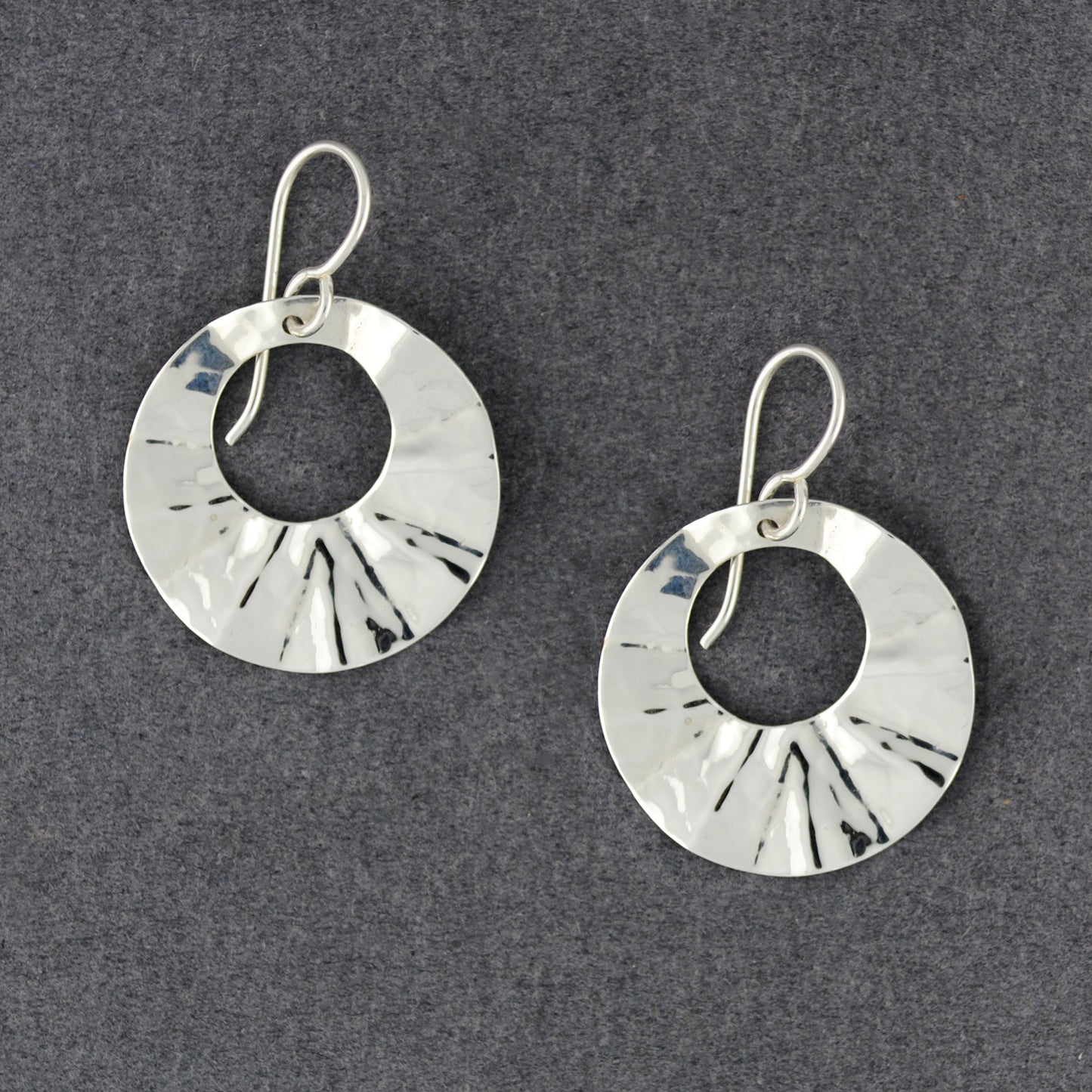 Sterling Silver Hammered Crinkled Circle Earrings