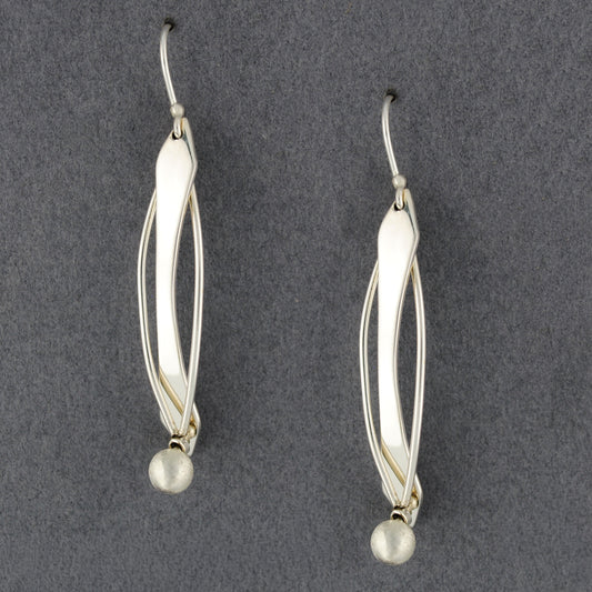 Sterling Silver Arc with Brushed Sphere Earrings