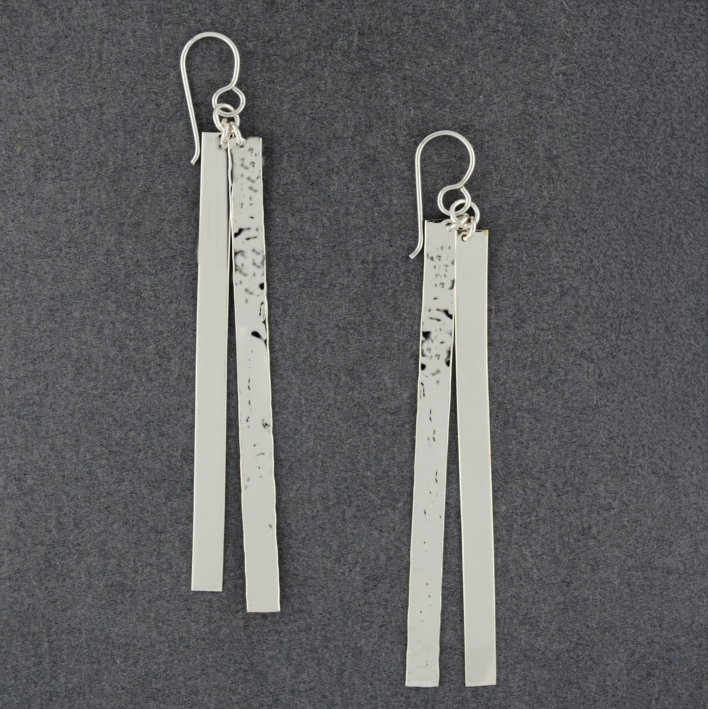 Sterling Silver Hammered & Polished Dangle Earrings