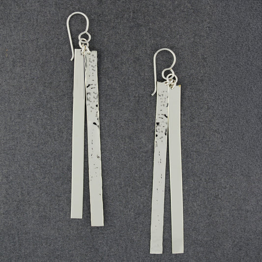 Sterling Silver Hammered & Polished Dangle Earrings