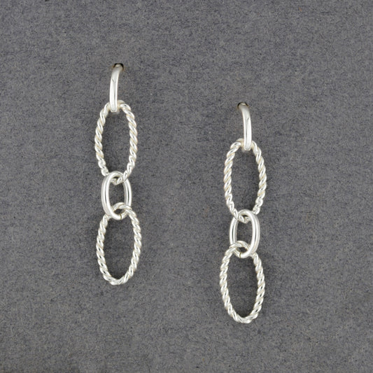 Sterling Silver Linked Ovals Earrings
