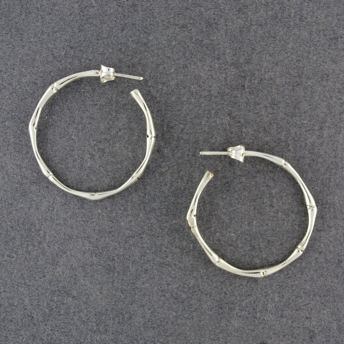 Sterling Silver Bamboo Hoop Earrings