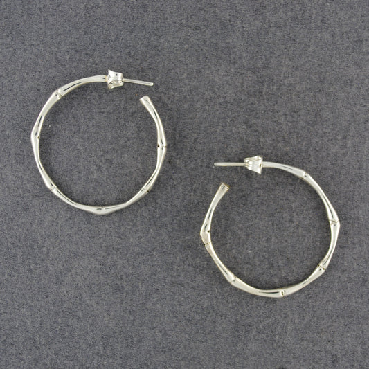 Sterling Silver Bamboo Hoop Earrings