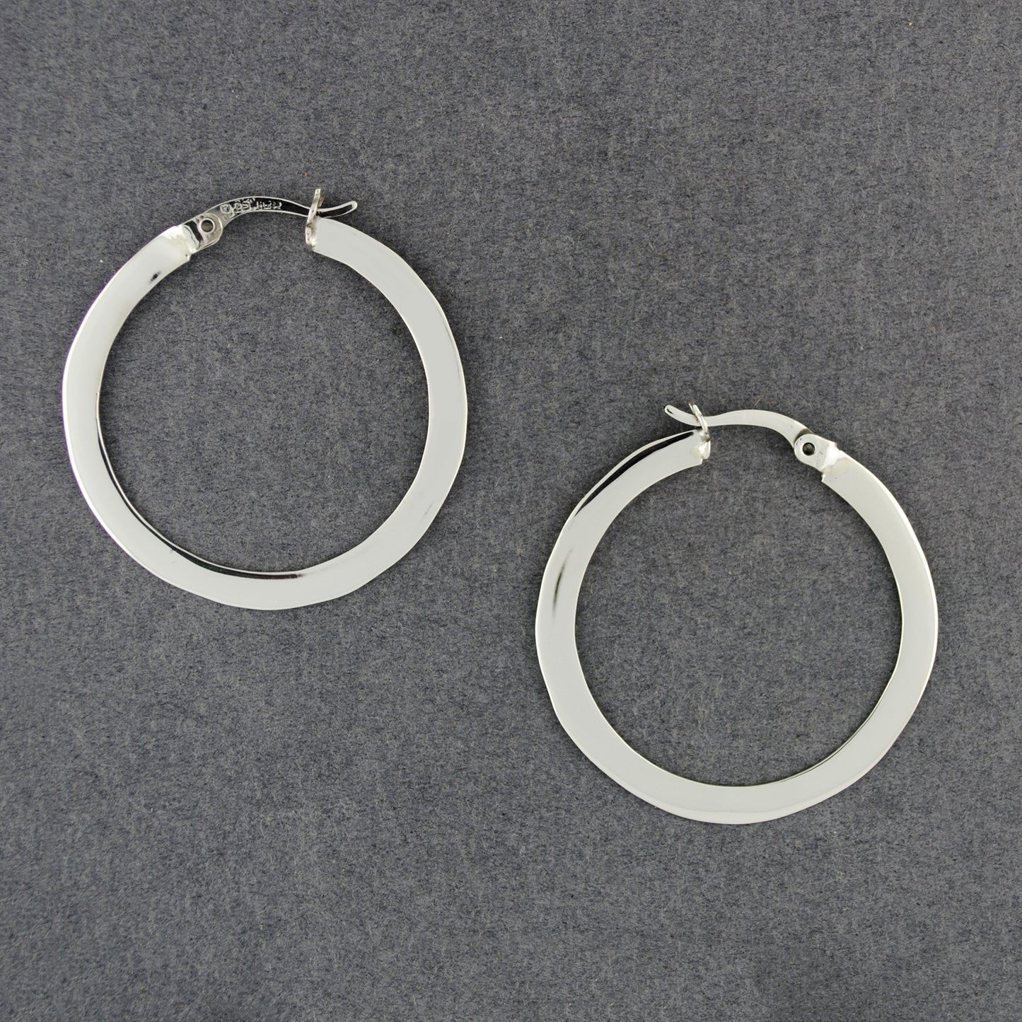 Sterling Silver Flat Click in Hoop Earrings