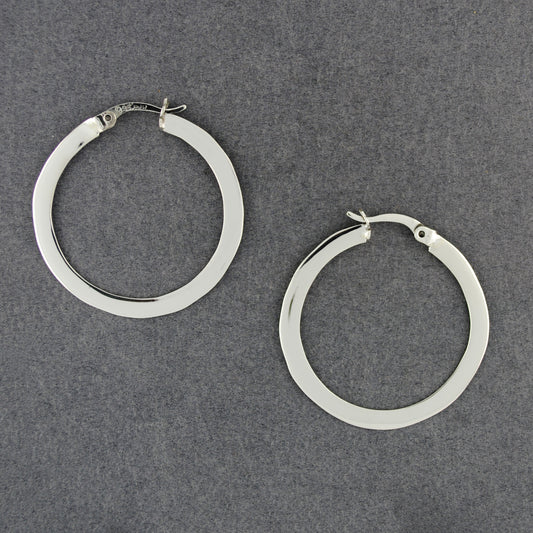 Sterling Silver Flat Click in Hoop Earrings