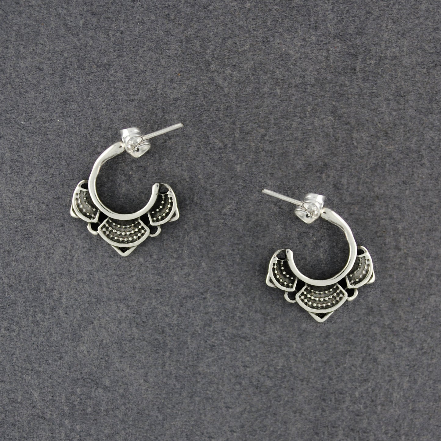 Sterling Silver Mini Lotus Hoop Earrings