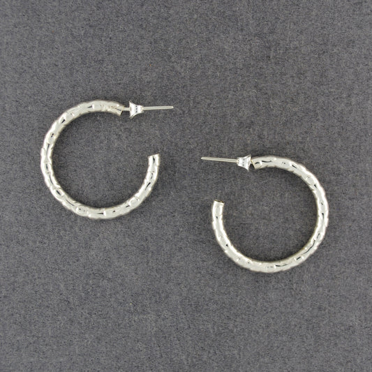 Sterling Silver Textured Hoop Earrings