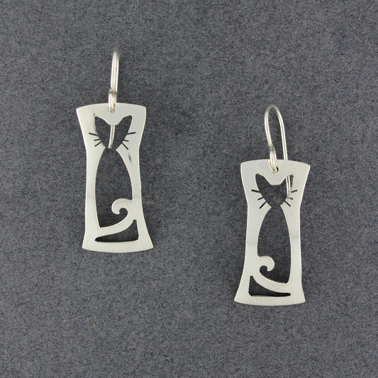 Sterling Silver Cutout Cat Earring