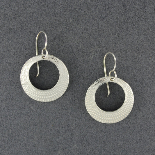 Sterling Silver Crosshatch Circle Earrings