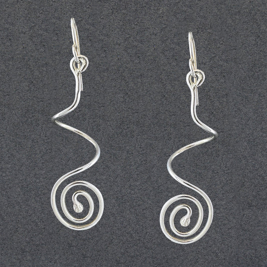 Sterling Silver Curly Swirly Dangle Earrings