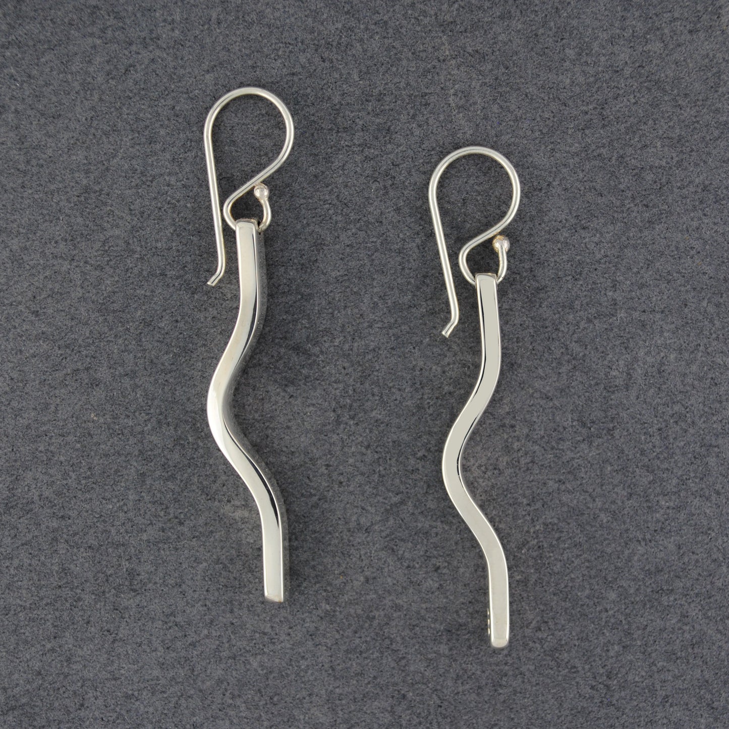 Sterling Silver Wavy Rectangle Earrings