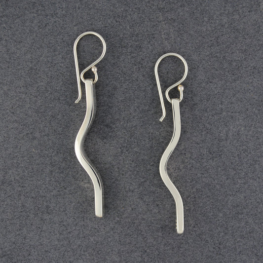 Sterling Silver Wavy Rectangle Earrings