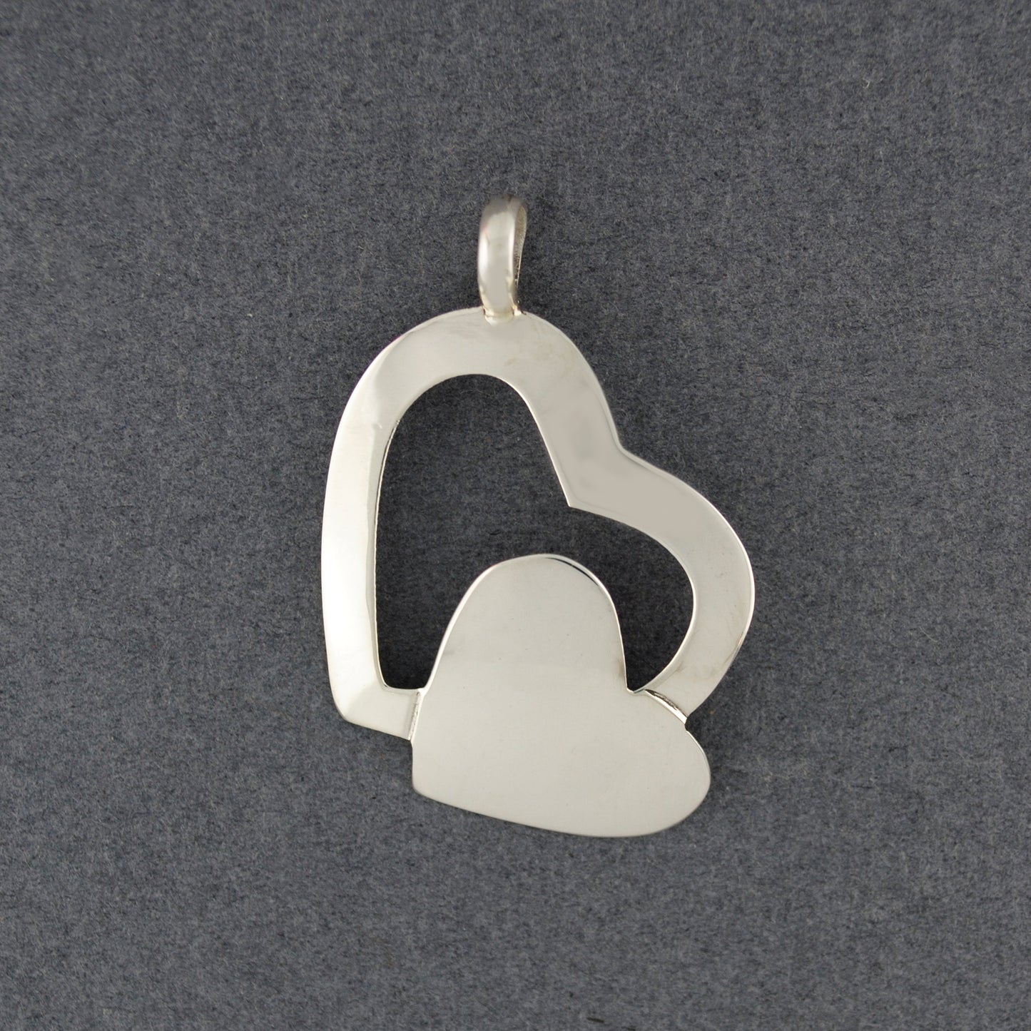 Sterling Silver Open & Solid Heart Pendant