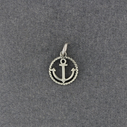 Sterling Silver Anchor in Rope Charm