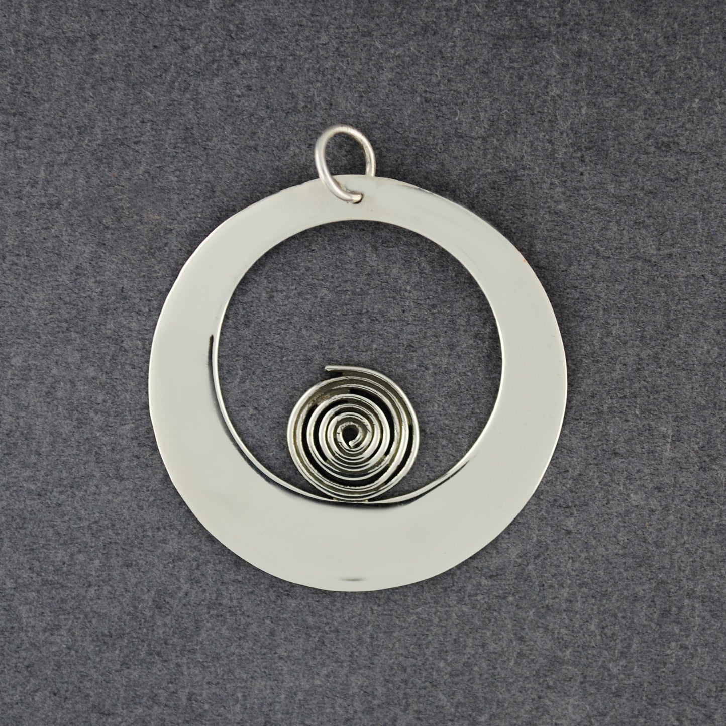 Sterling Silver Spiral in Open Circle Pendant