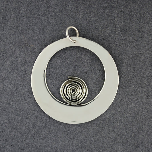 Sterling Silver Spiral in Open Circle Pendant