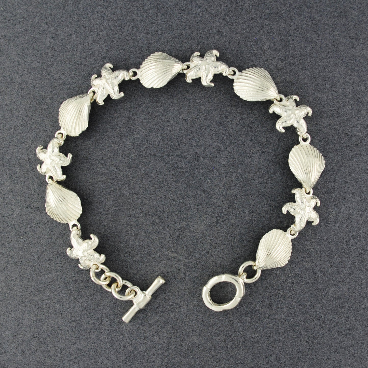 Sterling Silver Shell and Starfish Bracelet