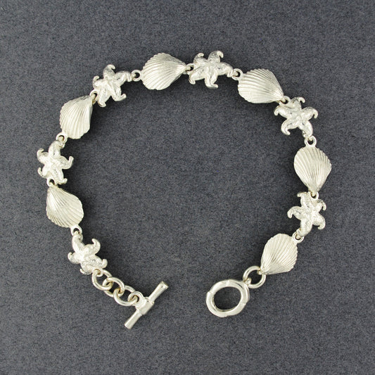 Sterling Silver Shell and Starfish Bracelet