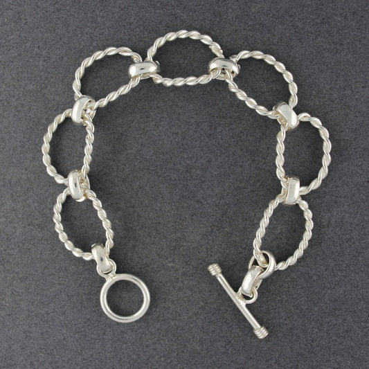Sterling Silver Open Oval Twist Link Bracelet