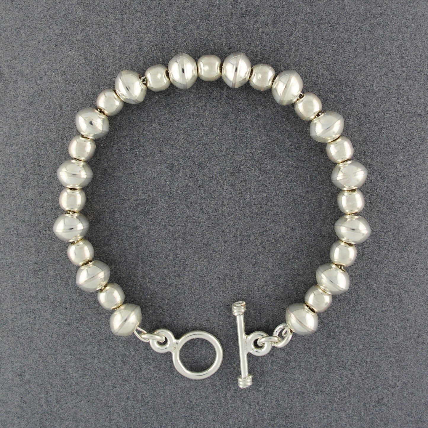 Sterling Silver Alternating Saucer Bead Bracelet