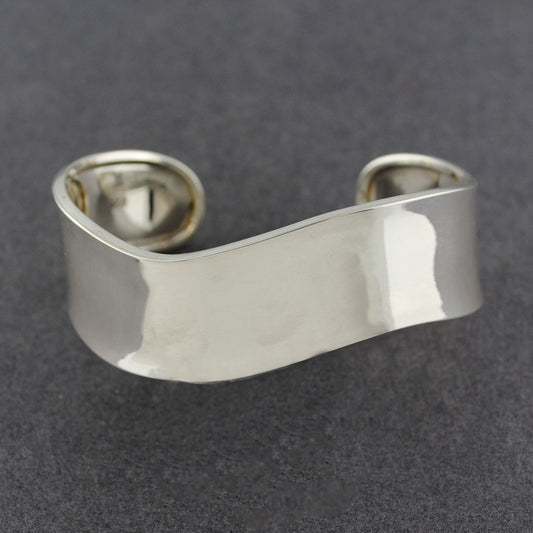 Sterling Silver Wide Wavy Cuff Bracelet