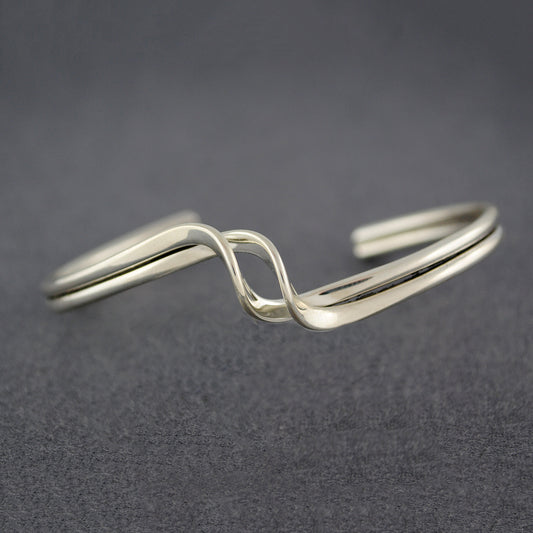 Sterling Silver Double Wave Open Twist Cuff