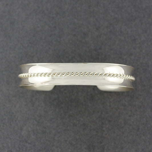 Sterling Silver Concave with Center Twist Cuff Bracelet