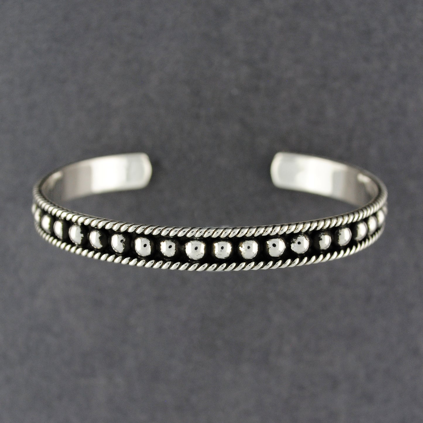 Sterling Silver Antiqued Dots with Border Cuff Bracelet
