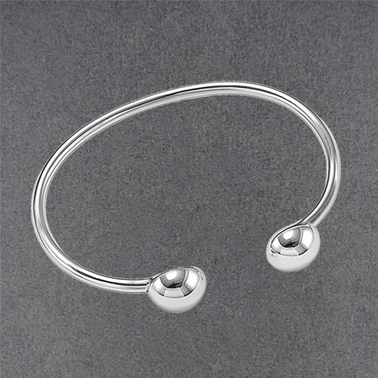 Sterling Silver Half Sphere Open Cuff Bracelet