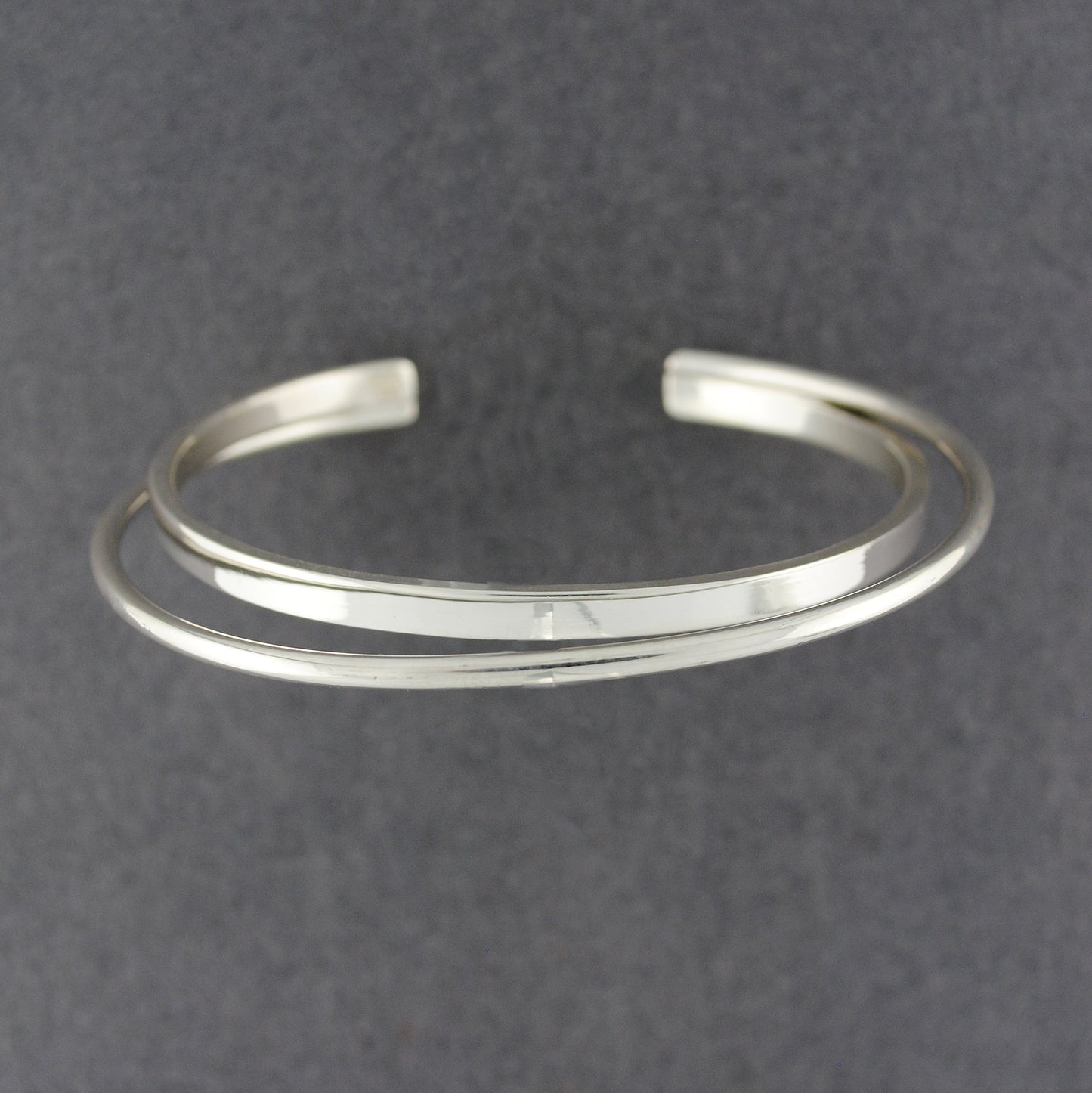 Sterling Silver 2 Strand Sculptural Cuff Bracelet