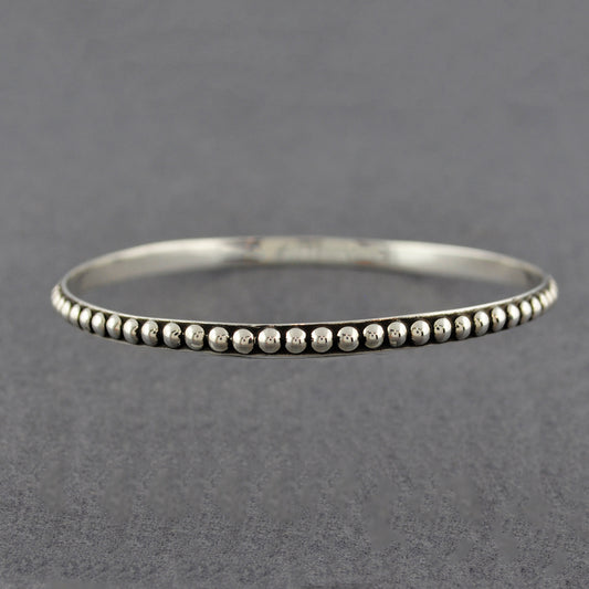 Sterling Silver Thin Dotted Bangle