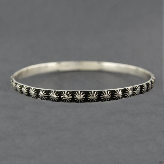 Sterling Silver Antiqued Stars Bangle