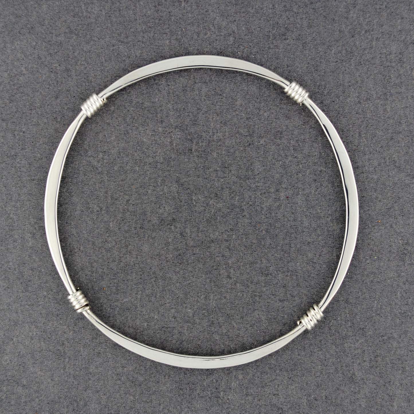 Steling Silver Flat Bangle with Wrapping