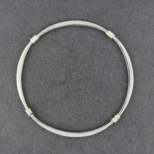 Steling Silver Flat Bangle with Wrapping