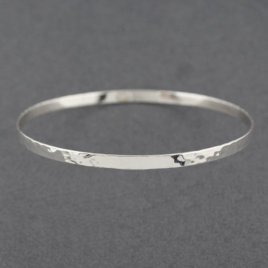 Sterling Silver Flat Hammered Bangle