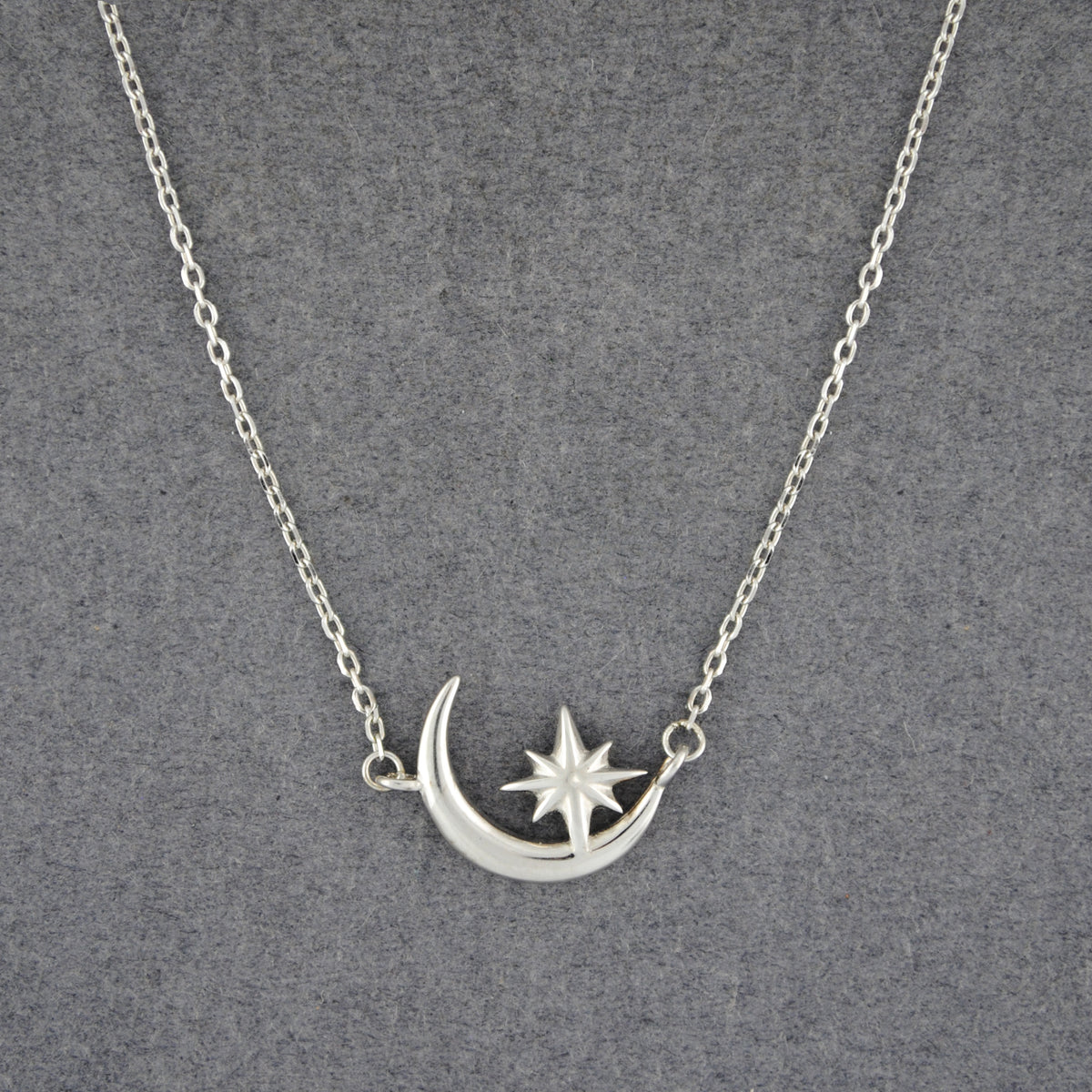 Sterling Silver Moon & Star Necklace