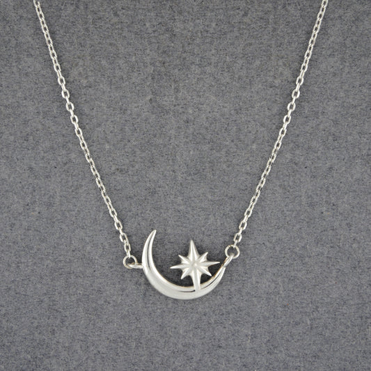 Sterling Silver Moon & Star Necklace