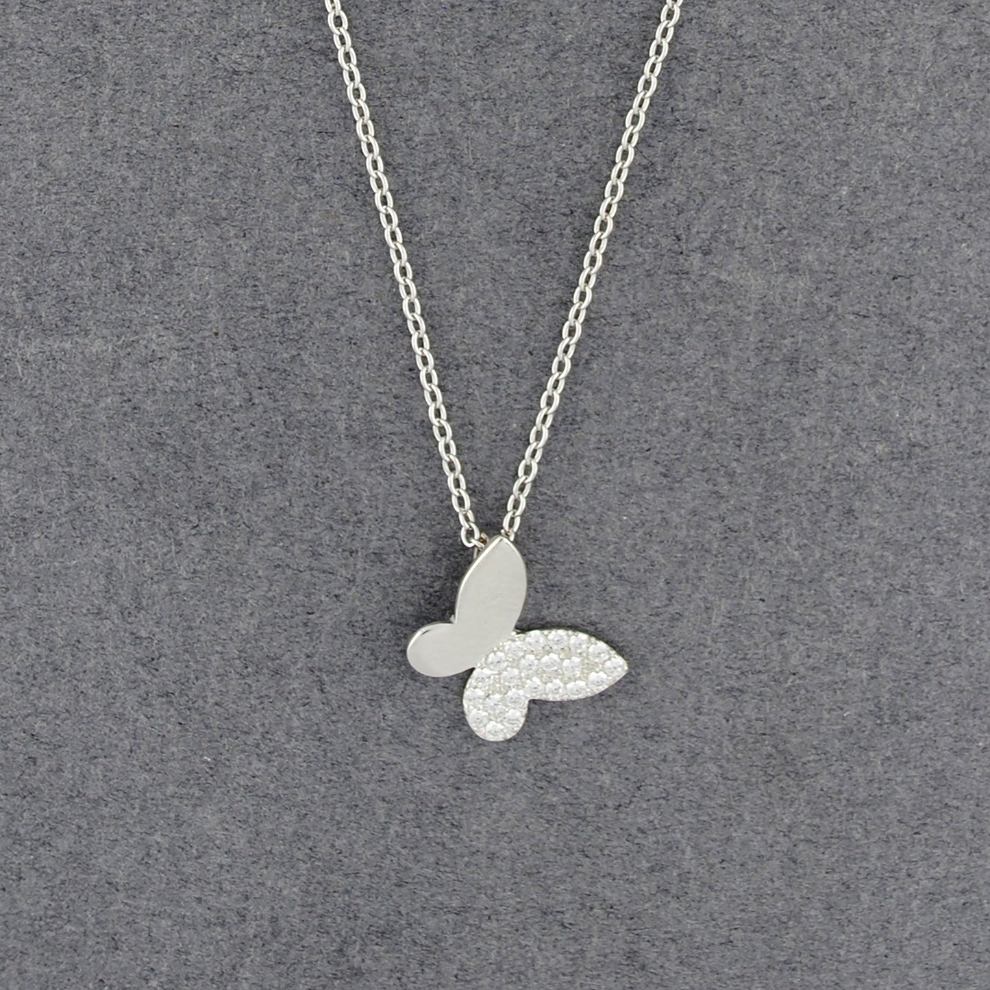 Sterling Silver CZ  Butterfly Necklace