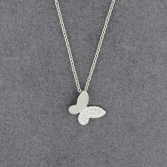 Sterling Silver CZ  Butterfly Necklace