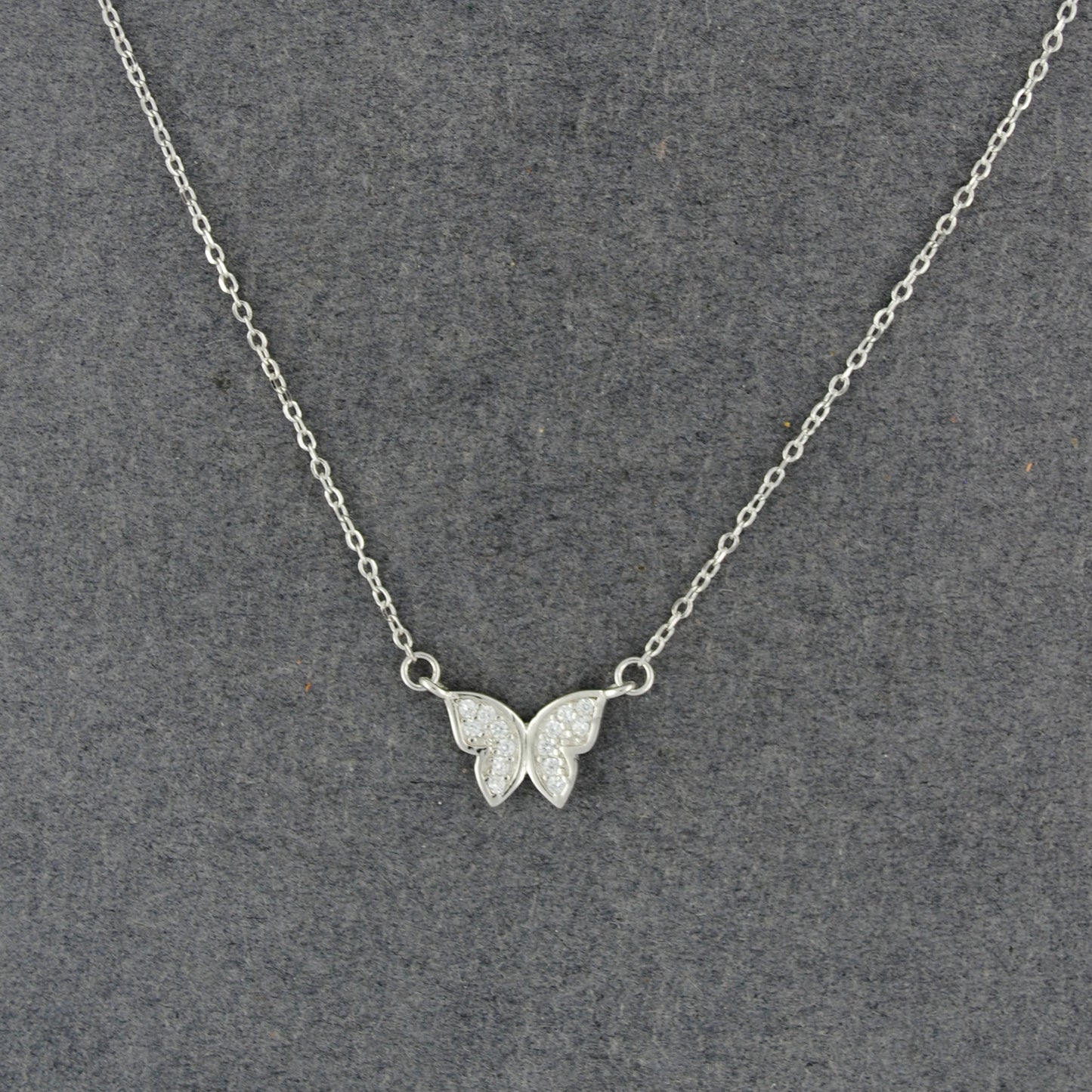 Sterling Silver CZ Butterfly Necklace