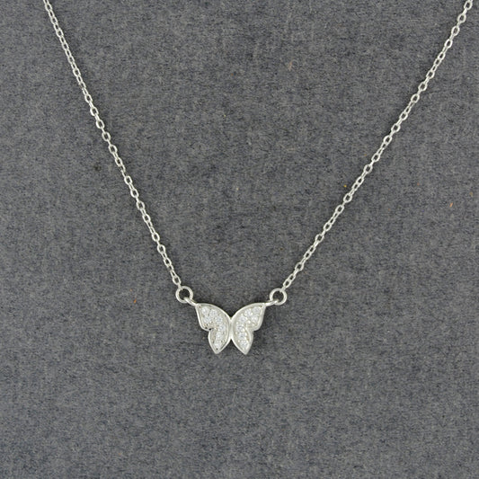 Sterling Silver CZ Butterfly Necklace