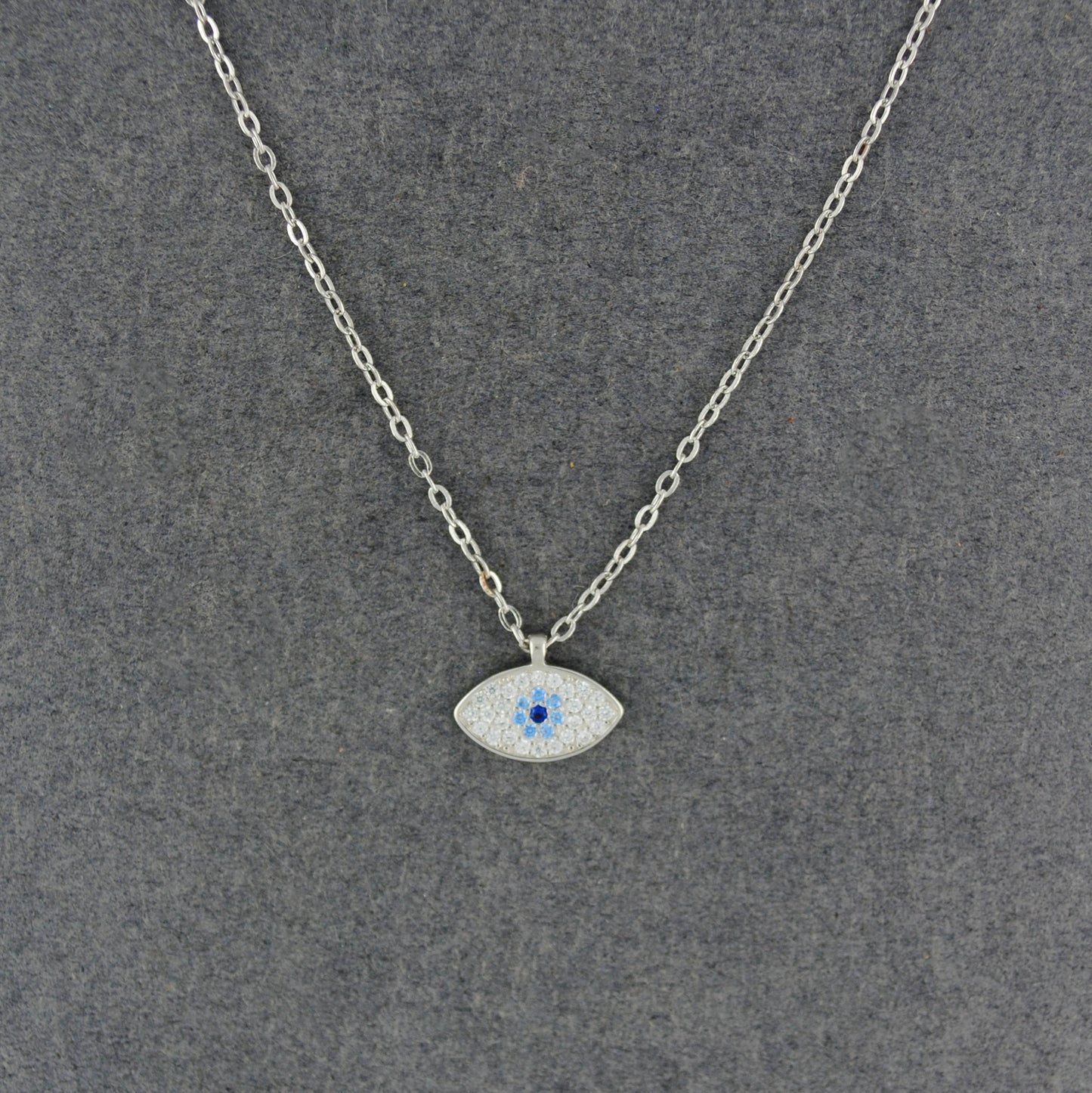 Sterling Silver CZ Evil Eye Necklace