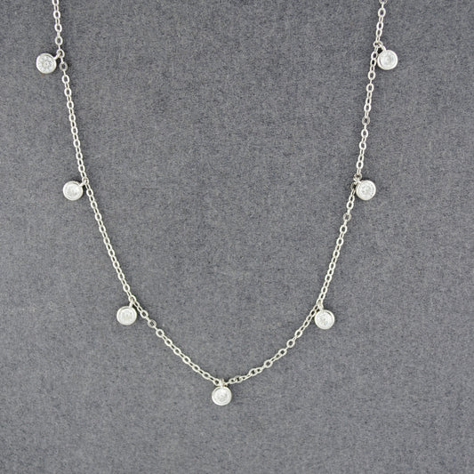 Sterling Silver CZ Dangles Necklace