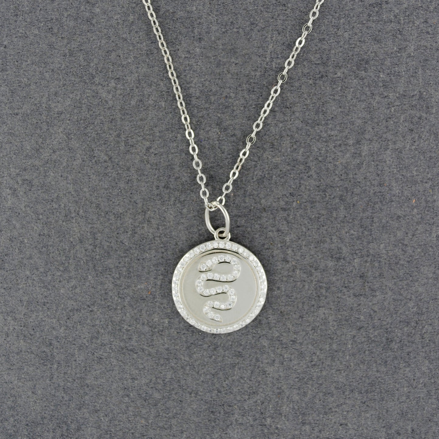 Sterling Silver CZ Snake Necklace