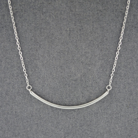 Sterling Silver Curved Bar Necklace