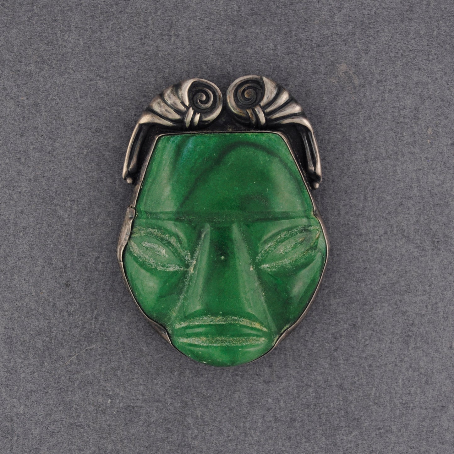1940's Sterling Aztec Face Brooch