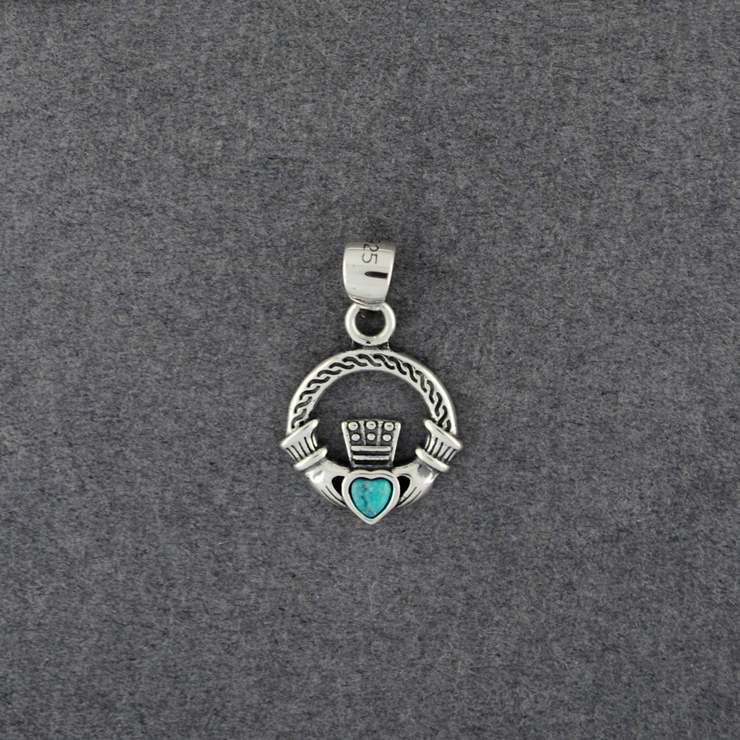 Sterling Silver Turquoise Claddagh Pendant
