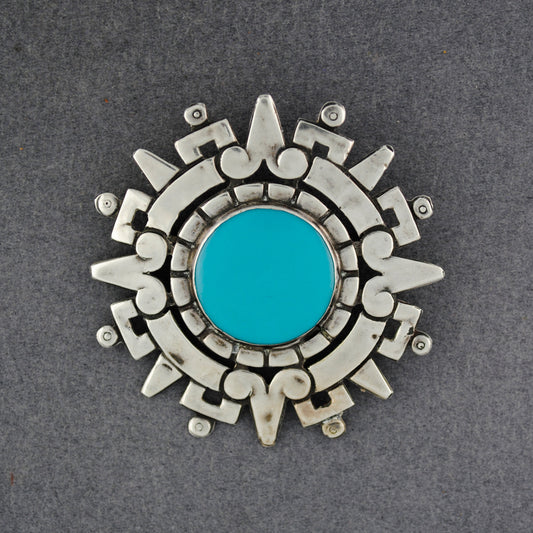 Vintage Sterling and Stone Mexican Pin / Pendant