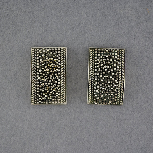 Sterling Silver Rectangle Balinese Earrings